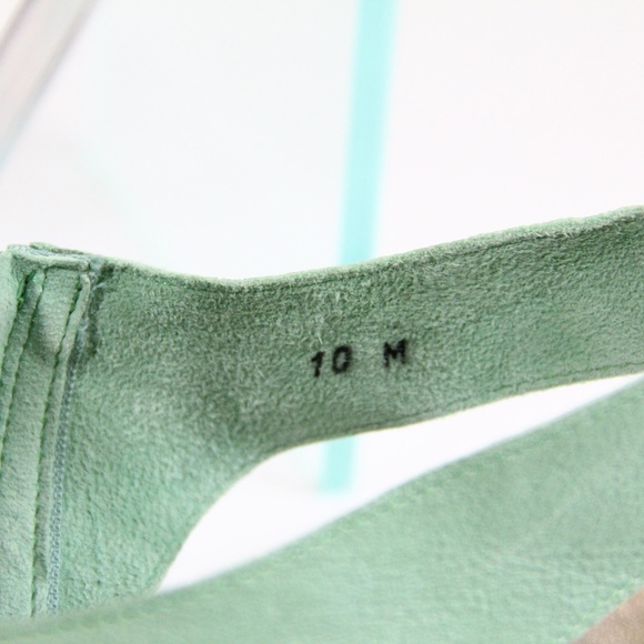 Sesto Meucci Sandals sz 10 Women Shoes Wedge Heel Green Leather Sylke - Picture 7 of 10